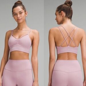 Lululemon nulu strappy v neck yoga bra 6 rose blush